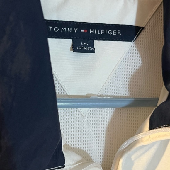 Tommy Hilfiger windbreaker retro full zip hooded jacket off white/white Large - Picture 10 of 14